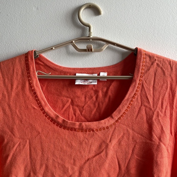 Orange Sequined Two Piece Top 3X Quacker Factory - Picture 3 of 6